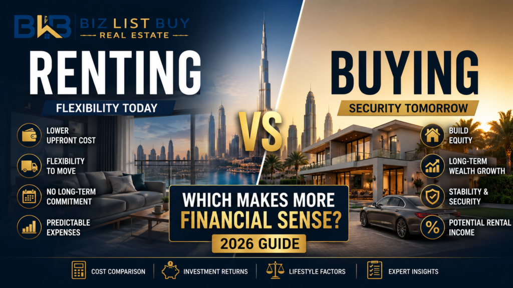 Compare real costs, yields, and legal rules for renting vs buying property in Dubai in 2026 — with numbers, not guesswork — before you decide.